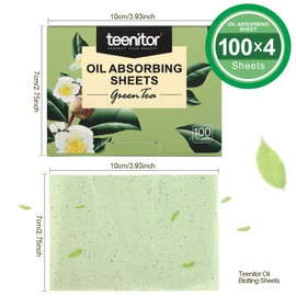 Teenitor 400 counts Oil Blotting Sheet, Oil Control Film, Blotting Paper for Oily Skin Care, Green Tea Oil Absorbing Tissues Paper, Large 10cmx7cm
