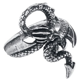 Alchemy Gothic Dragon's Lure Ladies Ring Colour Silver L-XL Pewter, pewter