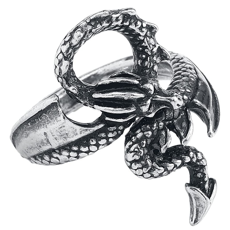 Alchemy Gothic Dragon's Lure Ladies Ring Colour Silver L-XL Pewter,