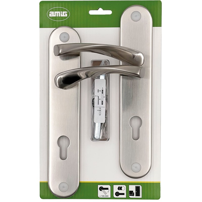Amig - Door Handle Set with Steel Plate | PB85