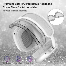 Aircawin for AirPods Max Case Headband Case Cover,Clear Headband Cover Protector,Soft TPU No-Yellow Sweatproof Washable Cushion/Top Pad Protector Sleeve Cover for Airpods Max Accessories-Black