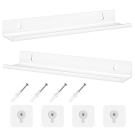 Floating Shelves, 2Pcs, 30x7.9x3.6cm, White, Wall Mounted Shelf with Screw, Picture Shelf Ledge for Bathroom,Kitchen, for Small Items Display