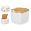 Vessia - Ceramic Salt Pot, Hinged Lid Made of Bamboo,