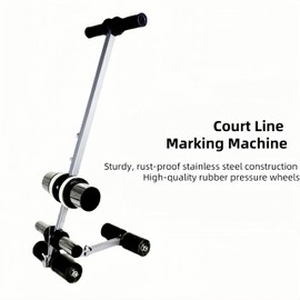 Court Line Tape Applicator Machine, Parking Lot Striping Machine, Basketball Court Line Marking Kit with 4 Rolls of Tape for Driveway Pickleball Court Road Warning, 1.6”-11” Spacing