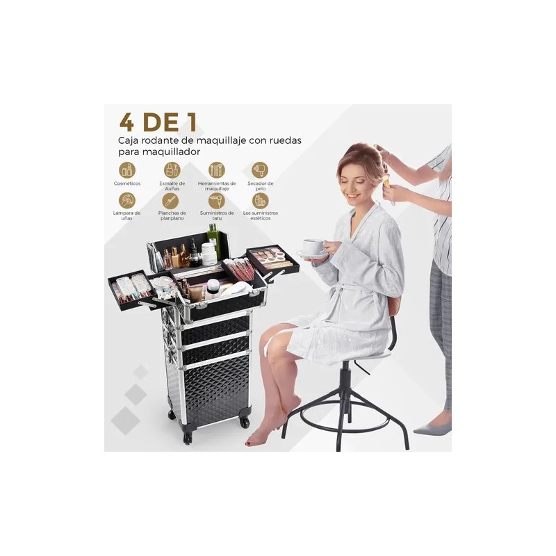 Neceser 4 Nivel Maletín Cosmetiquera Profesional Maquillaje