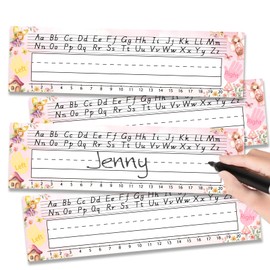 CORNER LACE Fairy Theme Classroom Name Plates for Desks Pink, 36Pcs Desk Name Tags Nameplates for School Students, Traditional Manuscript Locker Name Stickers Desk Decor with Alphabet Line 1-20