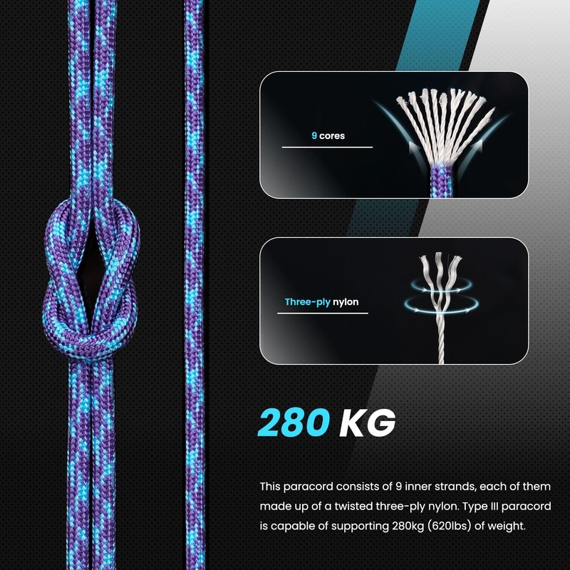 Abma Cord Paracord 620 lbs 4mm 9 Strands 100% Nylon