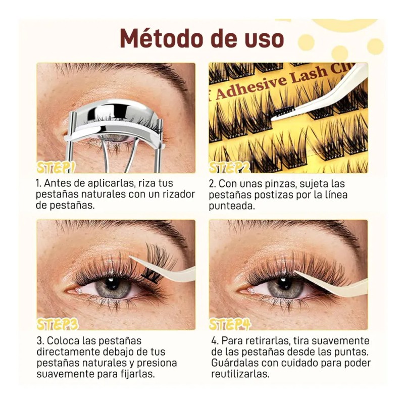 Kit De Pestañas Autoadhesivas Impermeable Y Reutilizable Diy