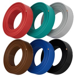 16 Gauge Wire (6-Pack Black/Red/Grey/Blue/Green/Brown, Each 35 FT), Low Voltage Automotive Primary Harness Wire for Battery, Car Audio, Remote Trailer, Security Alarm, Hook Up Wiring, 16AWG CCA