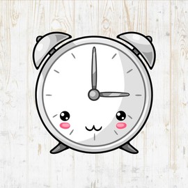 Alarm Clock Decals Peel & Stick - Wall Vinyl Stickers - Kawaii Cartoon Cute Funny Watercolor Colorful - Car Window Truck Laptop Tumbler - Boys Girls Kids Bedroom Nursery Room Decor DWSV19282