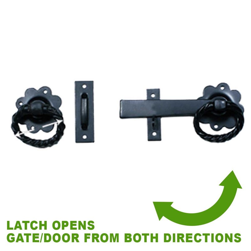 Renovator's Supply 6" Wrought Iron Gate Latch Lock Floral Pattern
