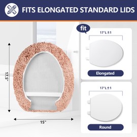 Baahrnom Luxury Toilet Lid Cover Machine Washable Solid Toilet Seat Cover 17.5" x 15" Adjustable Rubber Backing Fits Most 16-17.5" L x 14-16" W Round Oblong and Elongated Toilet Seat