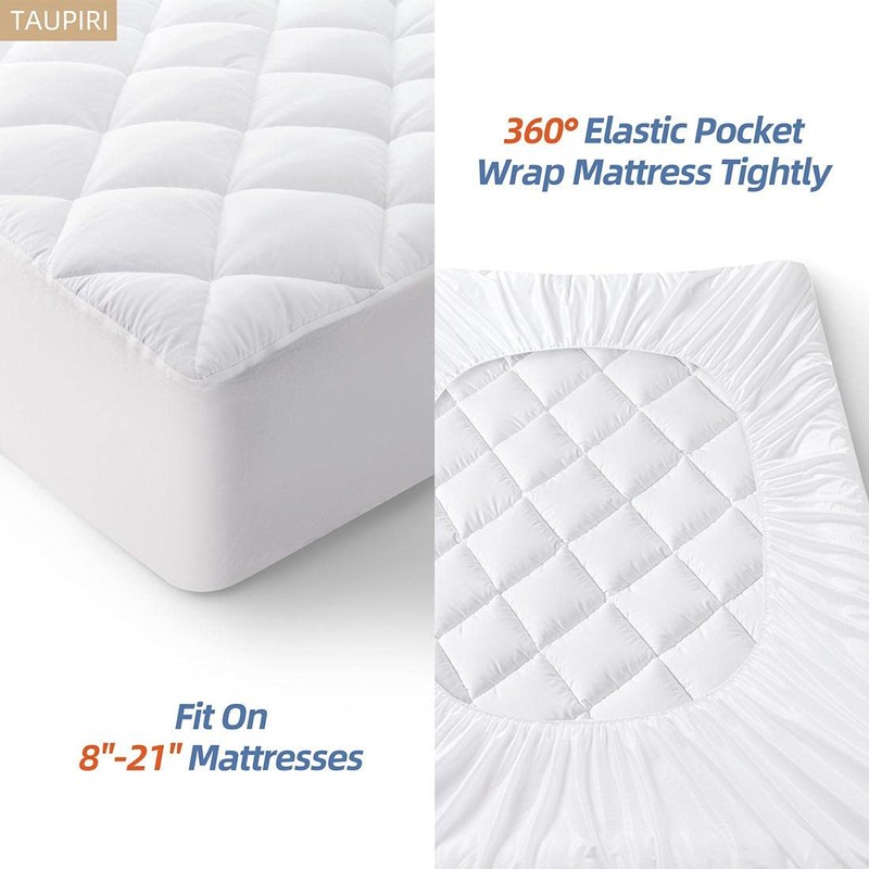 Taupiri Queen Quilted Mattress Pad Cover with Deep Pocket (8"-21"),
