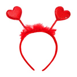 AVMBC Red Heart Headband Sequin Love-shaped Head Boppers Party Hair Accessoires for Valentine's Day Party Supplies 1Pcs