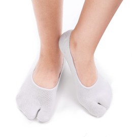 Flammi Women's 3 Pairs No Show Two Toe Socks Cotton (White)