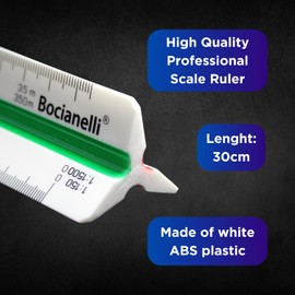 Bocianelli Scale Ruler 30 cm Plastic Triangular Scale Ruler 1:20 1:25 1:50 1:100 1:125 1:150 1:200 1:500 1:1000 1:1250 1:1500 1:2500 Ruler 30cm for Architekt oder Ingenieur