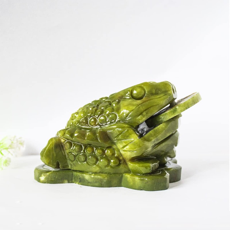 Addune Feng Shui Jade Money Frog Three Legged Wealth Frog
