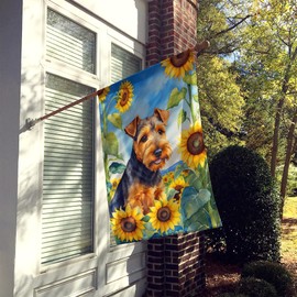 Caroline's Treasures DAC6172CHF Welsh Terrier in Sunflowers House Flag Large Porch Sleeve Pole Decorative Outside Yard Banner Artwork Wall Hanging, Polyester, House Size, Multicolor