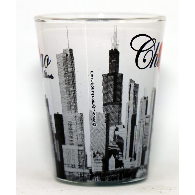 Chicago Illinois White B & W Monument Red Heart Shot