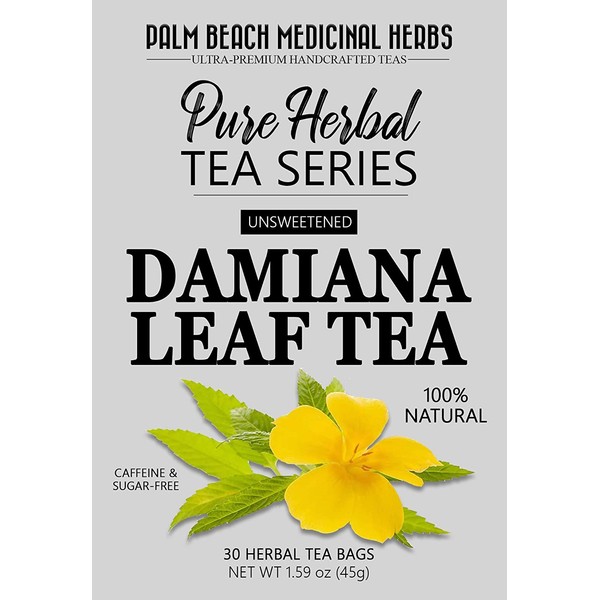 Damiana Leaf Tea - Pure Herbal Tea Series by Palm Beach Medicinal Herbs (30 Tea Bags) 100% Natural