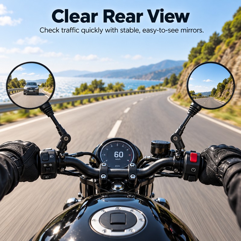 Folding Motorcycle Rearview Mirrors for Bikes & Scooters – Adjustable