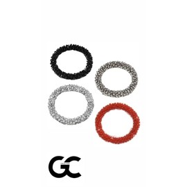 Crystal Rhinestone Hair Ties, Ponytail Holders, Scrunchies, 4 Pieces in different colour, hair styling for woman and girls. (Silver,Black,Blue,Red)