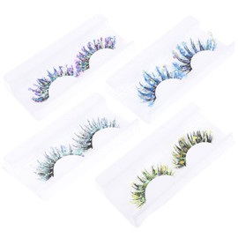 NOLITOY 4 Pairs Glitter Eyelashes for Cosplay Parties Natural Look False Lashes Sequins
