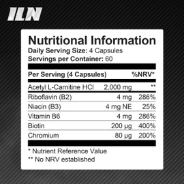 Iron Labs Nutrition Acetyl L Carnitine Capsules - Double Pack - 2000mg Acetyl L-Carnitine x 60 Servings - Carnitine Plus 6 Added Nutrients (240 Vegetarian Capsules)