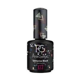 Pink Gellac Shellac Gel Nail Polish 15 ml for UV LED Lamp 177 Glitterize Black with Glitter Gel Nail Polish for UV Nail Lamp Pink LED Nail Polish Gel Polish Nail Gel