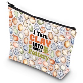 G2TUP Artist Pottery Cosmetic Makeup Bag Ceramic Artist Gifts I Turn Clay Into Things Pottery Zipper Pouch Bag Pottery Merchandsie (Turn Clay New MG)