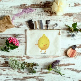 Mr. & Mrs. Panda Bestfriends Lemon Make-Up Bag, White, Hand Drawn