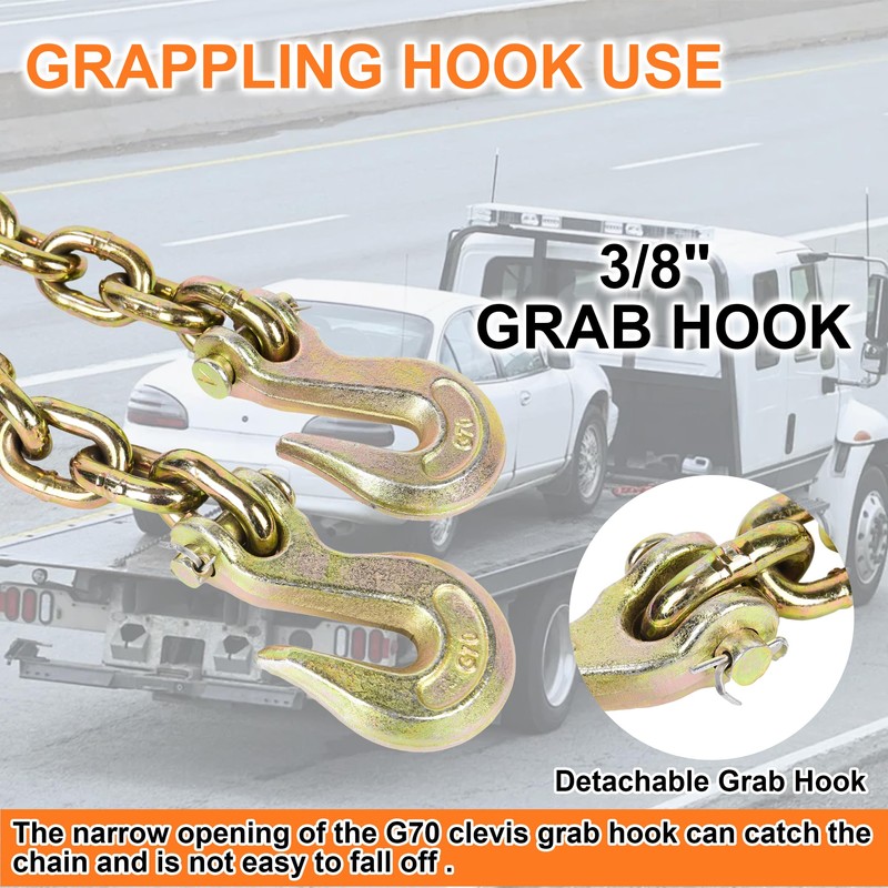 AAINHeavy Duty Chain 3/8" x 20" G80 Tow Chains with