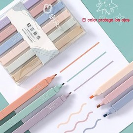 Marcador Punta Textos Doble Cabezal de 6 Colores Resaltadores Marcadores de Escritura Rotulador Fluorescente para Album de Fotos de Bricolaje