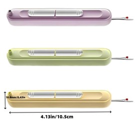 3Pcs 2 in 1 Needle Threader Seam Ripper Tool, Thread Remover Tool for Hand Sewing, Cross Stitch, Embroidery and Thread Removal (3 Colours)