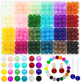 10mm Glass Beads for Jewelry Making, 400pcs 24 Colors Crystal Gemstone Beads Bracelet Making Round DIY Craft Beads Suitable for DIY Craft Necklace Bracelet Phone Lanyard Wedding Decor