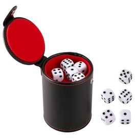 GWHOLE Dice Cups Leather Set with 10 Dice for Dice Games, Black