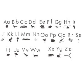 ANFRJJI Alphabet Educational Wall Decals - PVC Removable Wall Stickers with ABC Letters, Animals and Icons - Funny Alphabet Wall Decor for Kids Room and Nursery Vinyl Art Stickers JWH139 (Black)