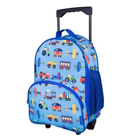 Wildkin Kids Rolling Luggage – Carry-On Size for School & Overnight Travel - Trains, Planes, and Trucks