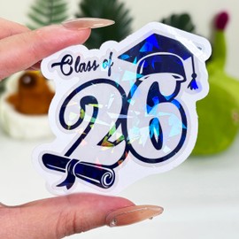 3 Pcs Senior 2026 Sticker, Class of 2026 Sticker, Senior2026 Stickers, Graduation 2026 Stickers for Laptop Water Bottle Phone Car Window Helmet Vinyl Decal (Class of 2026 - Hologram, 3x3 inches)