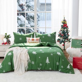 COTTEBED Comforter Set King Size, Christmas Reindeer Elk Cal King Bed Down Alternative Comforter Pillowcase, Softness Fluffy Cozy Brushed Lightweight but Warm Polycotton Fabric Olive Green