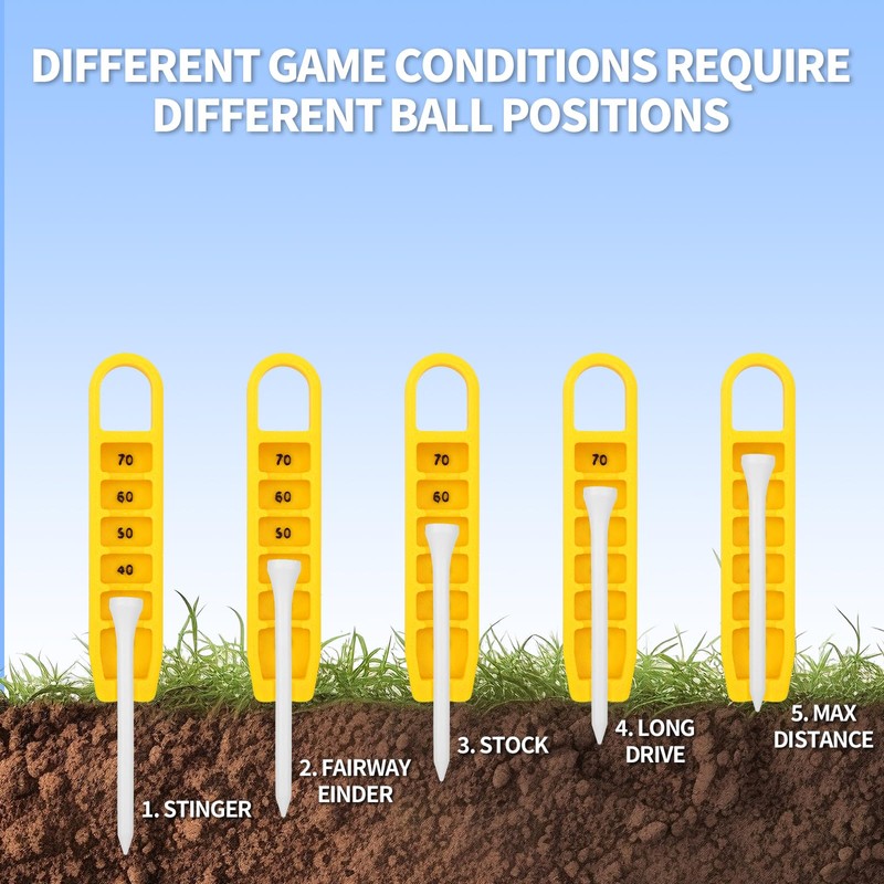 2pcs Adjustable Golf Tee Height Tool, Easy to Use Tee