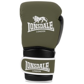 Lonsdale Barford Leather Boxing Gloves Olive/Black/White 12 oz