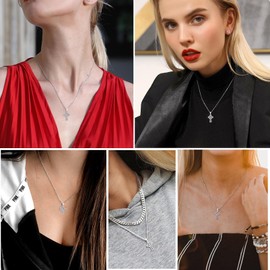 PROSILVER Celtic Cross Necklace Women Silver Cross Pendant with Chain Good Luck 925 Sterling Silver Cross Necklace