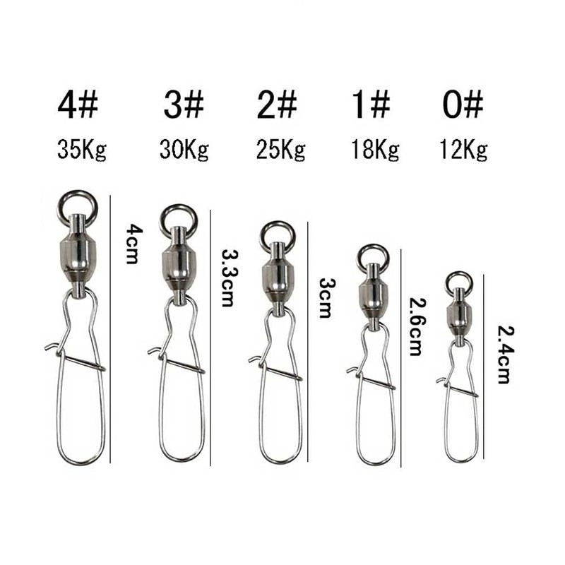 Quick Snap Ball Bearing Swivels Stainless Steel (15 Pieces, No.