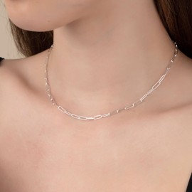 Heather Needham Sterling Silver Round Wire Paperclip Chain Necklace - Link Size 9 mm - 16, 18 inches - Gift Boxed 8507/16