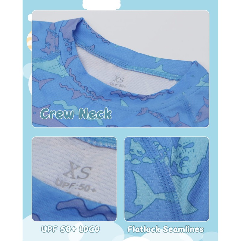 MEETYOO Boys Rash Guard Short Sleeve, Kids UPF 50+ Sun