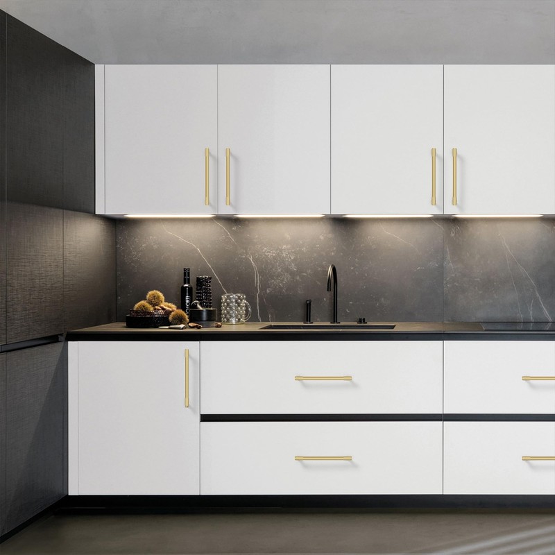 Coinkoly 10 Pack 5"(128mm) Brushed Gold Cabinet Pulls Knurled Kitchen