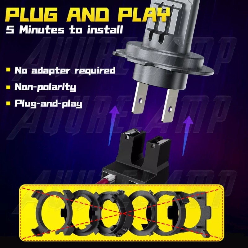 AuureLamp For Honda CBR1000RR 2004-2019 H7 Motorcycle LED Headlight Bulbs