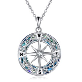 ONEFINITY Compass Necklace Sterling Silver Celtic Knot Graduation Friendship Talisman Travel Inspirational Gift Jewelry Gifts for Women Girls