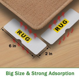 Rug Tape 8PC Rug Corner Grippers Double Sided Reusable Carpet Tape,Washable Non Slip Rug Pads Strong Adhesive Rug Grippers Rug Tape Hardwood Floor No Damage